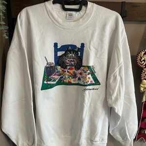 Crazy Shirts B Kliban White Cat Art Hawaii Sweatshirt